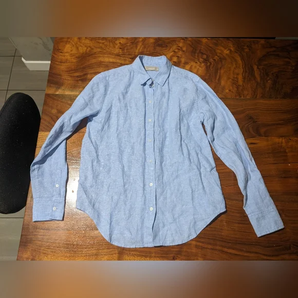 Everlane - Linen Relaxed Shirt Button-Up | Classic Blue | Size 00 - Picture 7 of 11